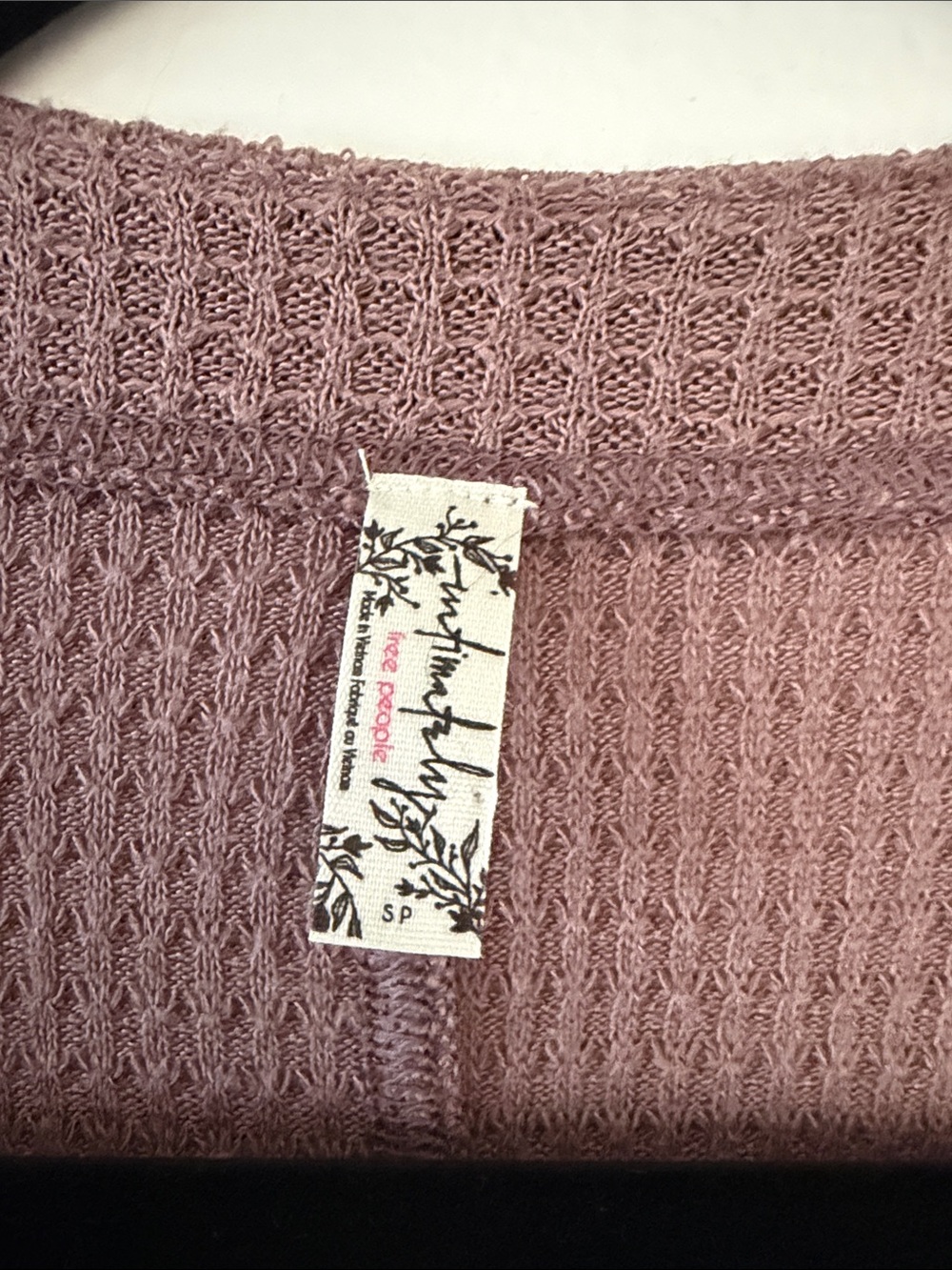 Free People Mauve Waffle-Knit Long Sleeve Henley - Picture 2 of 2